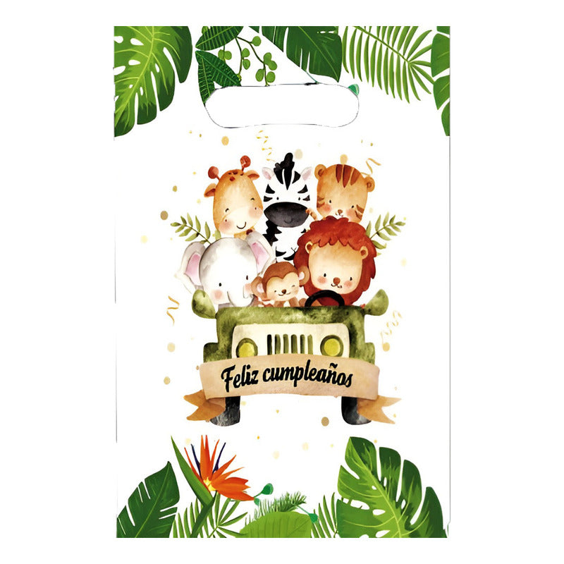 X10 Bolsa Para Piñata Safari Decoración Cumpleaños Safari