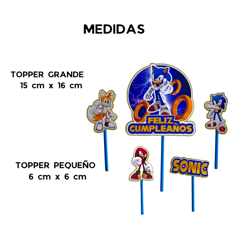 Topper Cumpleaños Torta Cotillon Cup Cake Fiestas Sony