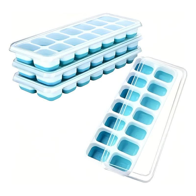 X2 Molde De Hielo Silicona Hielera Con Tapa Hielo Cubetera