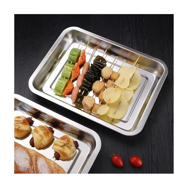 X4 Bandeja Para Horno Bandeja De Acero Inoxidable Multiuso