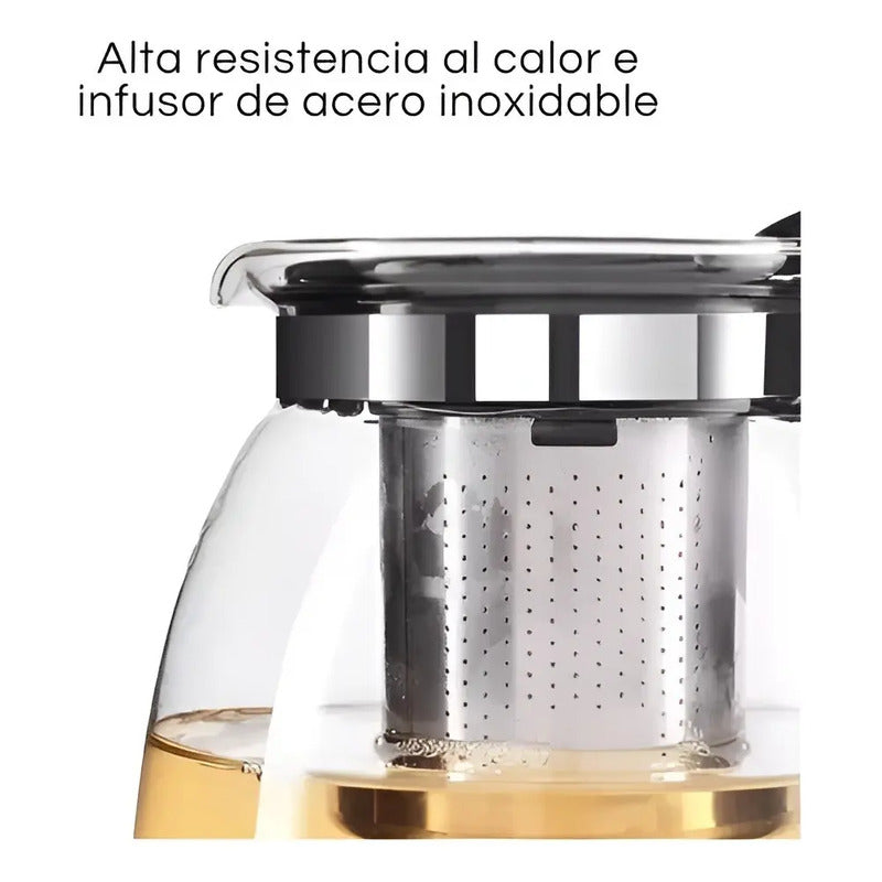 X4 Tetera Vidrio Infusor Te Tetera Infusora Con Filtro 900ml Transparente