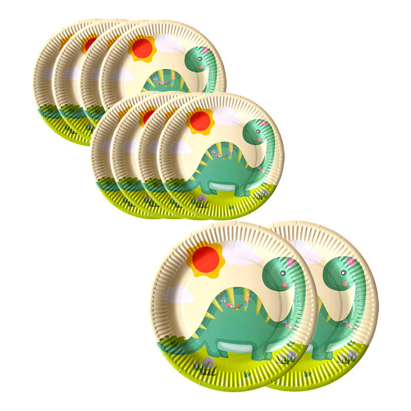 10 Platos Desechables Dinosaurio Platos Cumpleaños Dinosauri