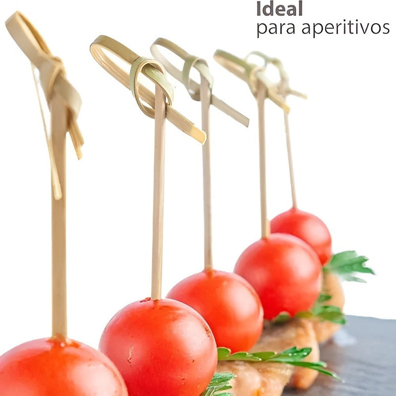 X50 Brocheta Palillo Bambu Brocheta Nudo Bambu Pincho 12 Cm