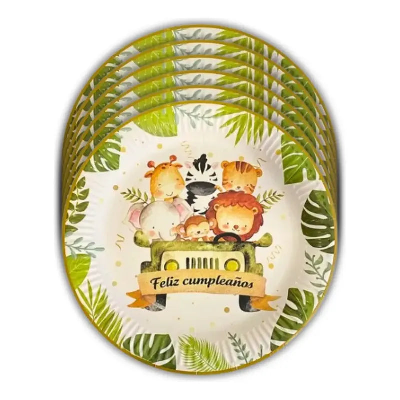 30 Plato Safari Cumpleaños Decoracion Safari Fiesta 17 Cm Safari