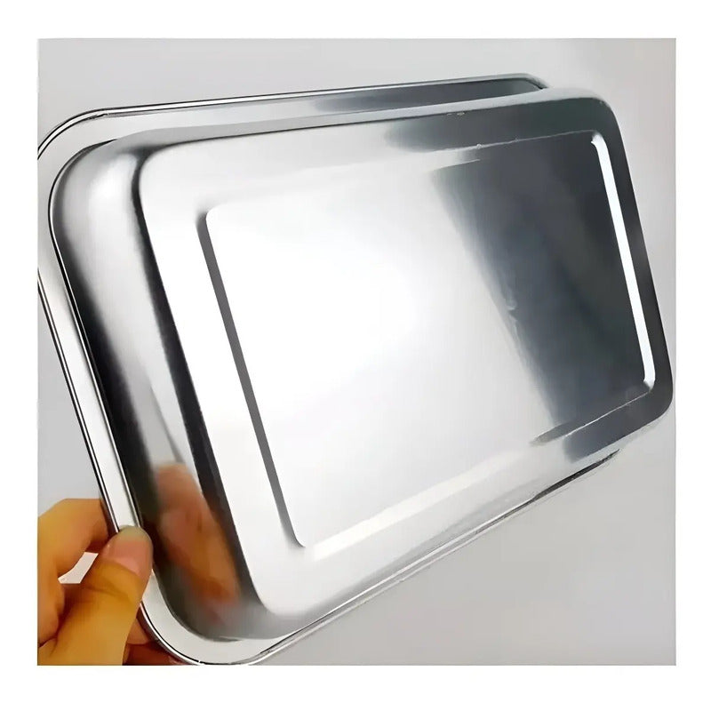 Set X4 Bandeja Para Horno Bandeja Acero Inoxidable Multiuso Gris