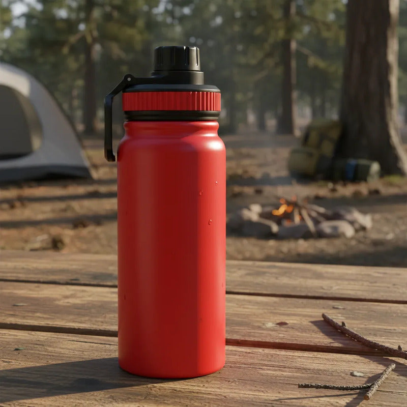 Termo Botella Acero Inoxidable Agua Termica Bebidas Camping Rojo