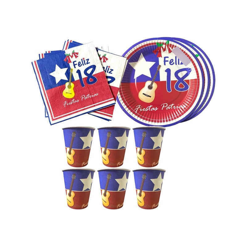 Set Vasos Servilletas Platos Decoracion Fiestas Patrias 458