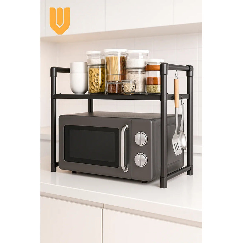 Estante Organizador Para Microonda Soporte Repisa Con Gancho