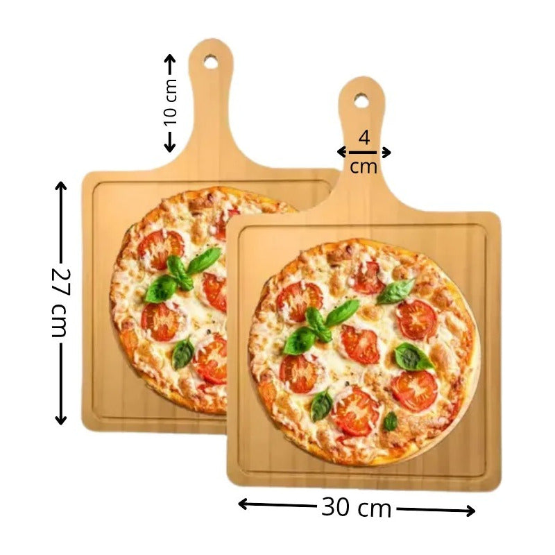 X4 Tablas Pizza Tabla Cuadrada Picoteo Plato Madera 27x30cm