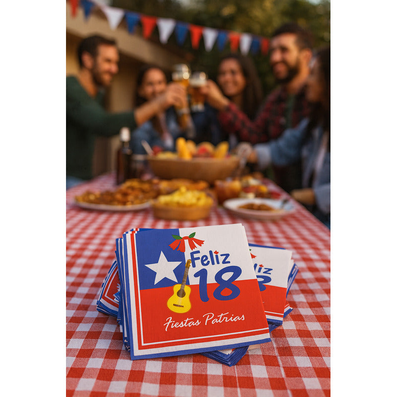 X60 Servilletas Fiestas Patrias Bandera Chile Decoracion