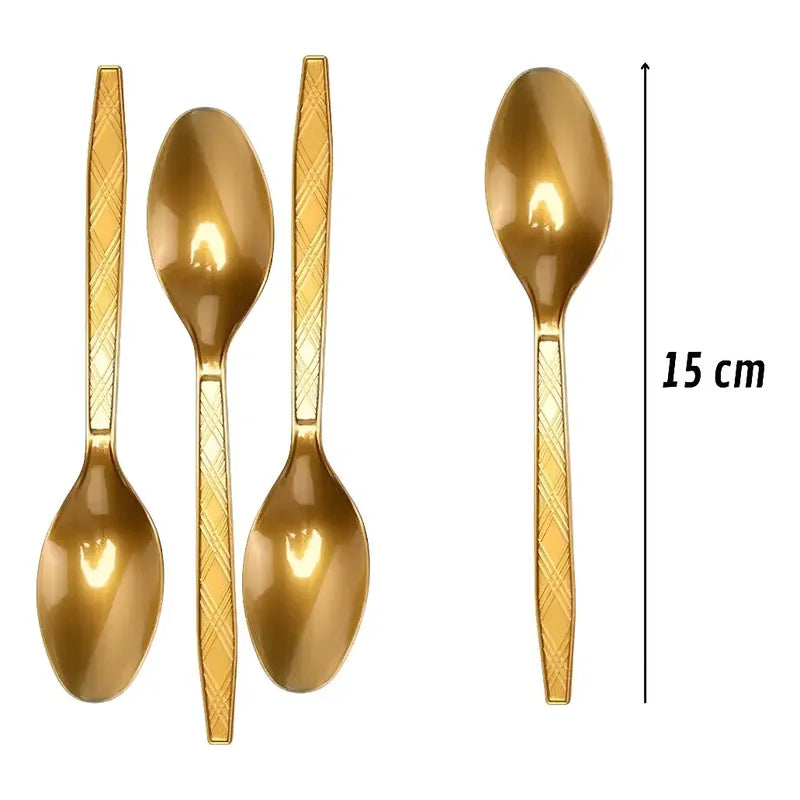 Pack 24 Cucharas Helado Cuchara Postres Cucharas Desechables Dorado