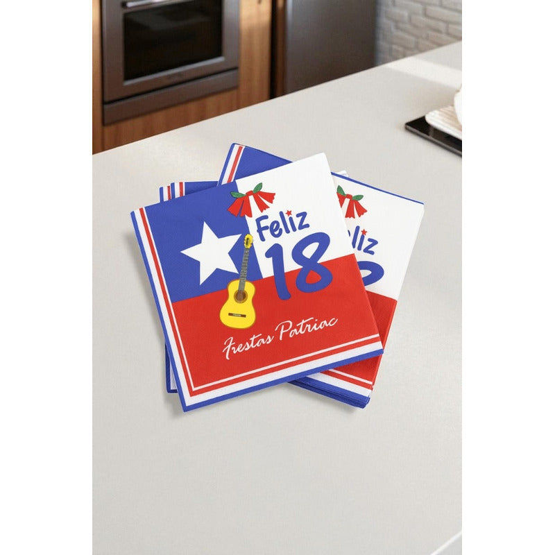 X20 Servilletas Fiestas Patrias Bandera Chile Decoracion