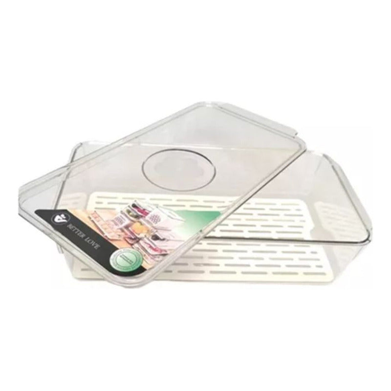 X2 Organizador Refrigerador Acrilico Contenedor Con Tapa