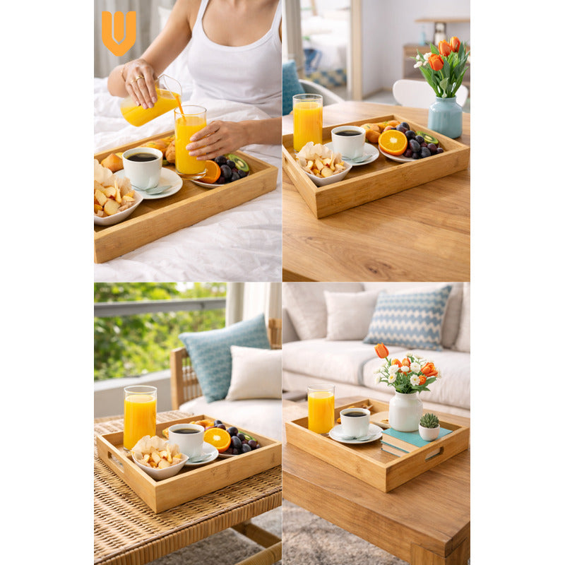 Vitrineon Cl Bandeja Desayuno Bambu Ecologico 40x28cm Bambú