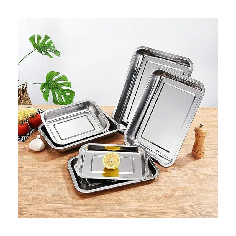X4 Bandeja Para Horno Bandeja De Acero Inoxidable Multiuso Gris Claro