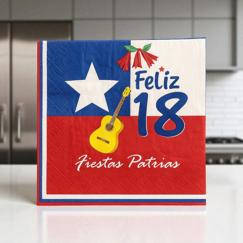 X60 Servilletas Fiestas Patrias Bandera Chile Decoracion
