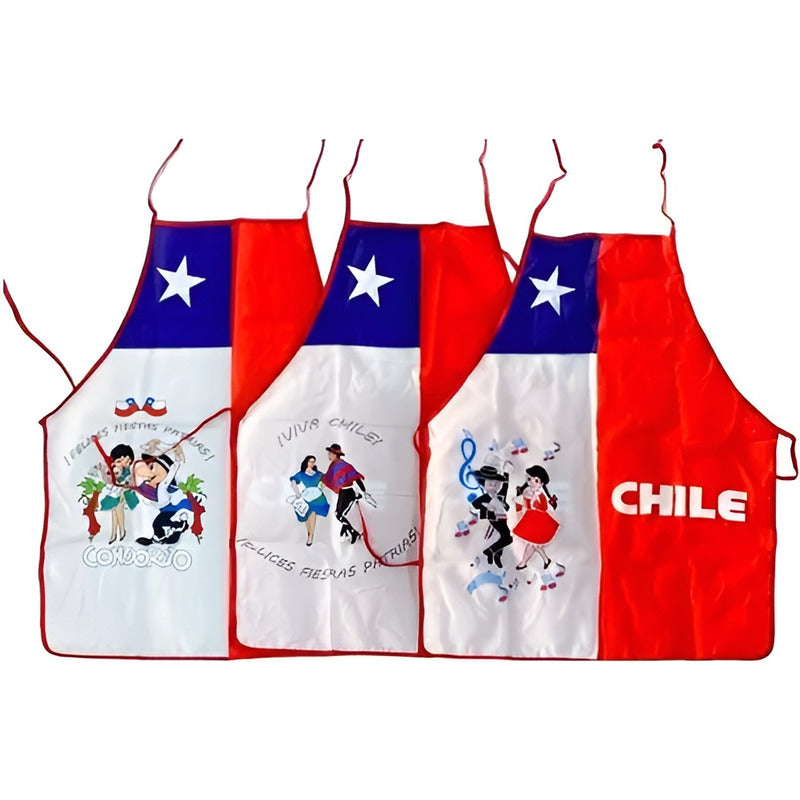 X4 Delantal Cocina Fechas Patrias Delantal Festivo Chile