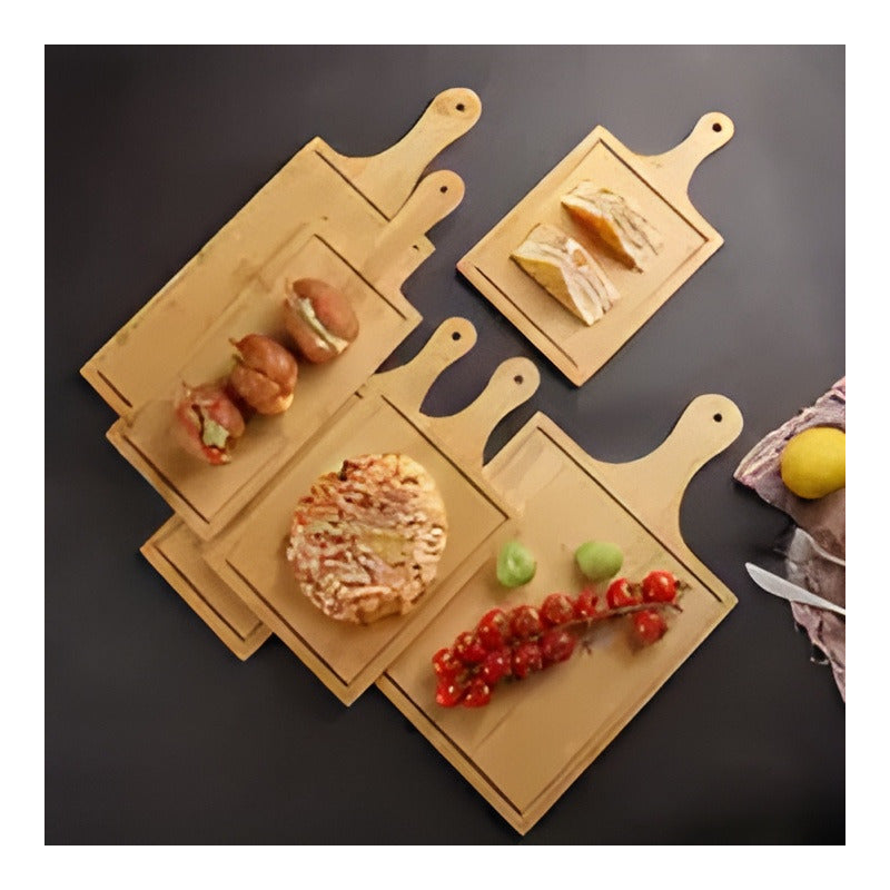 3 Tabla Pizza Tabla Picoteo Tabla Picar Madera Bambu 30x40cm