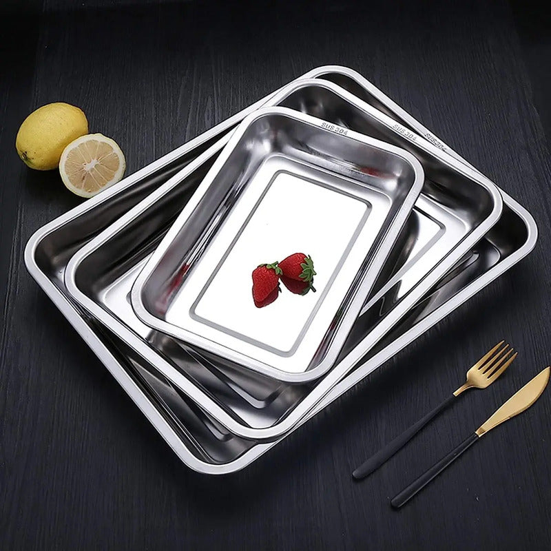 Bandeja Para Horno Bandeja De Acero Inoxidable Multiuso Plateado