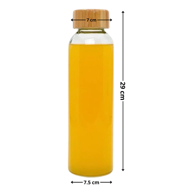 X2 Botella De Vidrio Tapa Bambu Botella Agua Jugo Bebida 1l