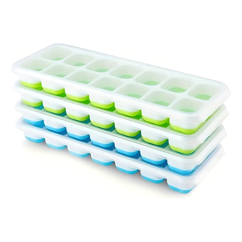 X2 Molde De Hielo Silicona Hielera Con Tapa Hielo Cubetera