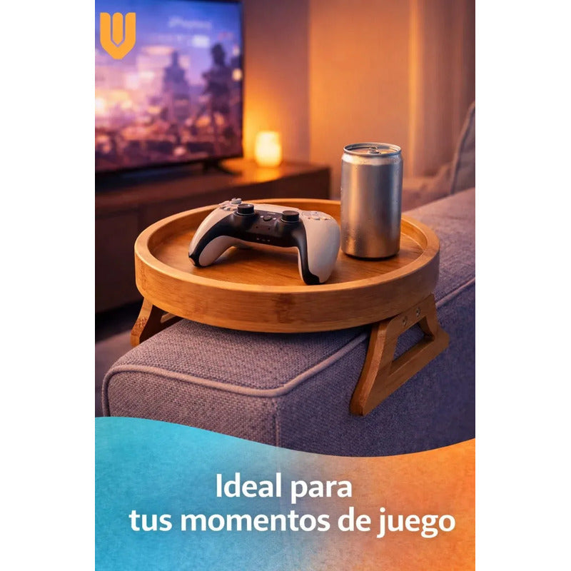 Bandeja Sofa Bambú Porta Vasos Snacks Cine Casa Relax Total Mesa Sofa Bambú Porta Tazas Reposabrazos Flexible Soporte Copas Vino Snack Organizador Sala Estar Accesorio Mueble Natural