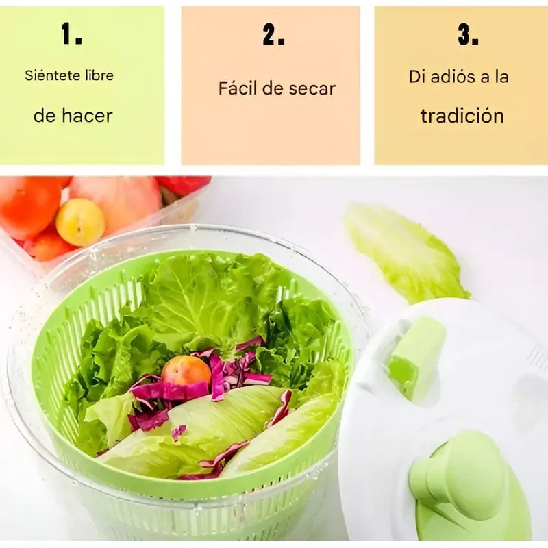 Secador Centrífugo Para Ensaladas, Hojas, Verduras Y Lechuga Blanco
