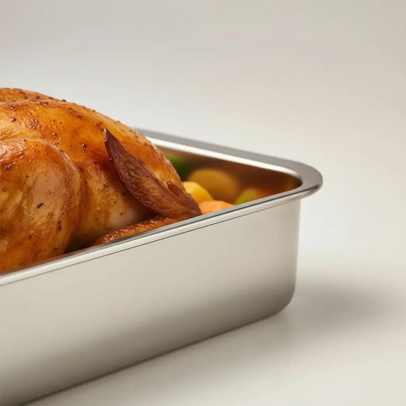 2 Bandeja Para Horno Bandeja Acero Inoxidable Multiuso 35x26 Gris Claro