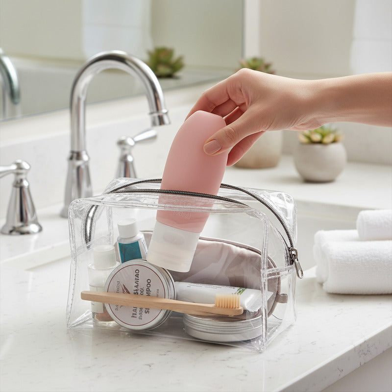 Pack 4 Botellas De Viaje De Silicona Dispensador Viaje 90ml