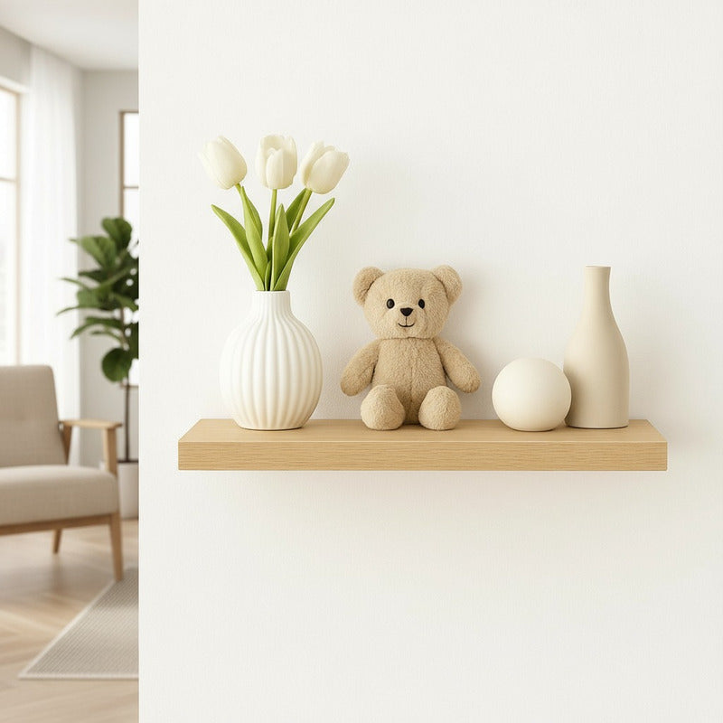 3 Repisa Flotante Dormitorio Baño Estantes Pared Mdf 40x15cm Beige