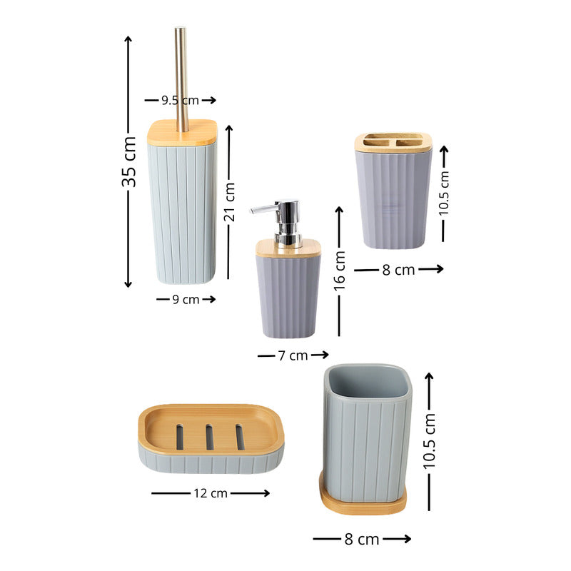 Set Juegos De Baño 5 Piezas Accesorios De Baño Bambu Set Bañ