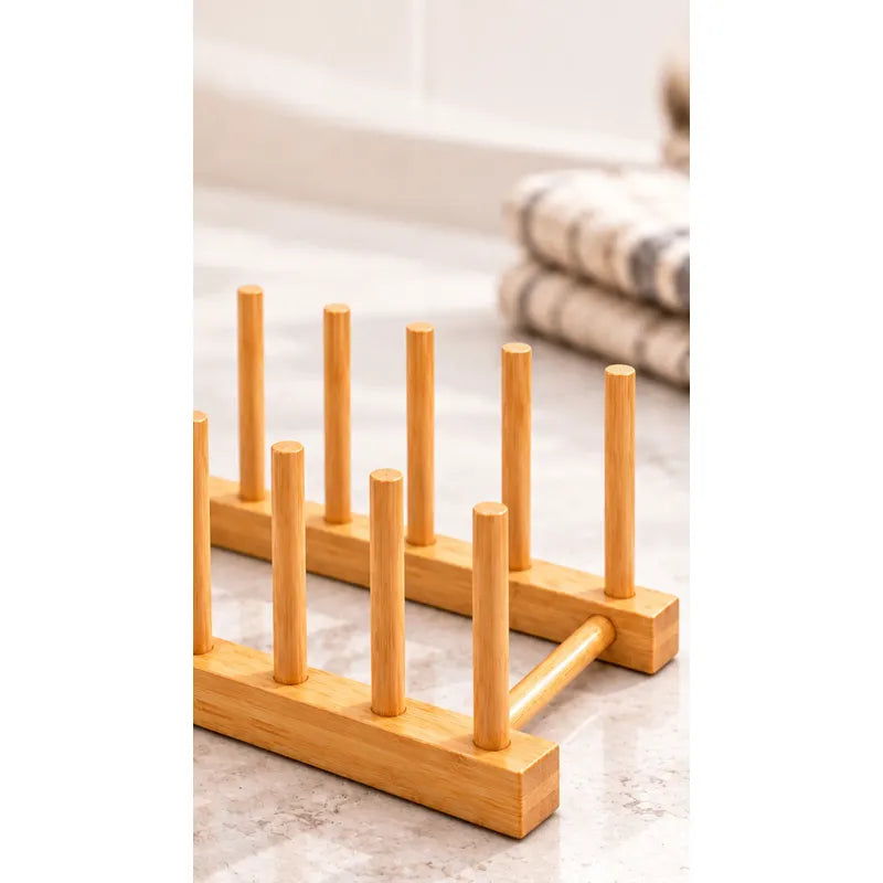 Escurridor Platos 25cm Secador Secaplatos Organizador Bambu Bambu Organizador Platos Madera Natural Portaplatos Separadores Verticales Estructura Abierta Cocina 25cm