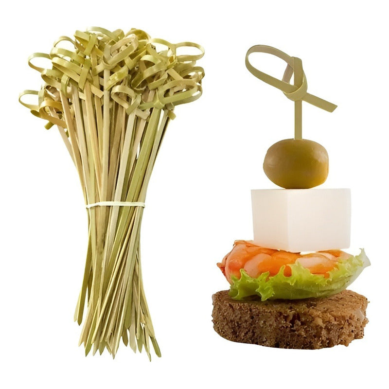 X50 Brocheta Palillo Bambu Brocheta Nudo Bambu Pincho 12 Cm