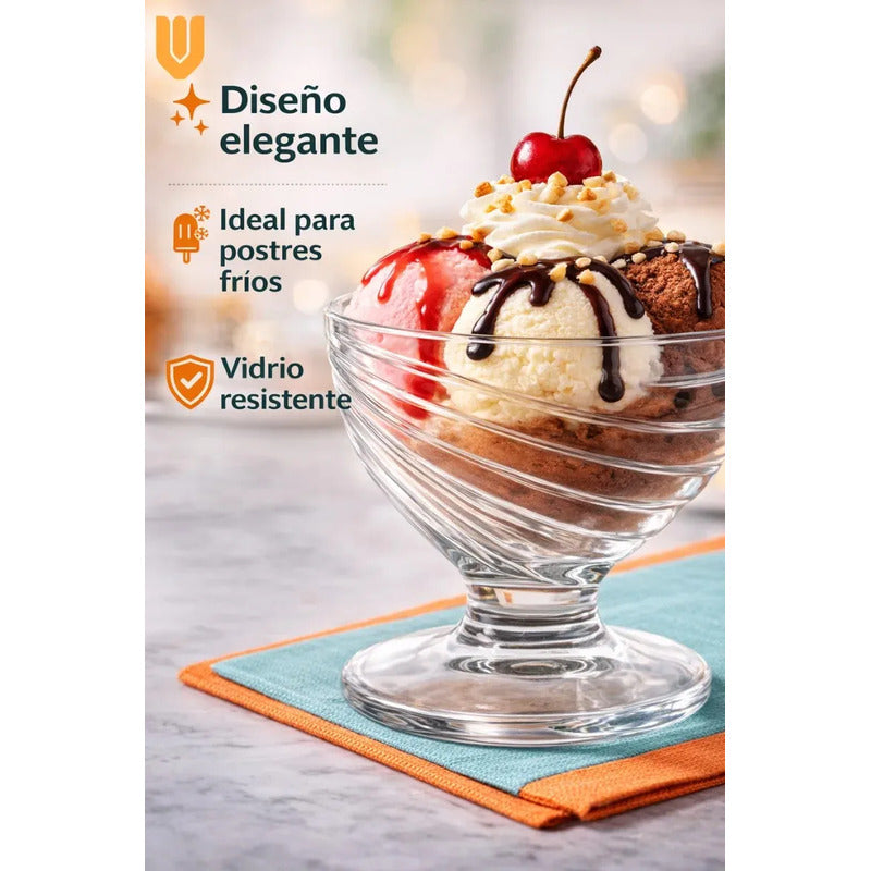 6 Copa Dulcera Transparente Gourmet Presentacion Heladeria Transparente Cristal Brillante Elegante Gourmet Vajilla Postres Helados Presentacion Mesa Dulce