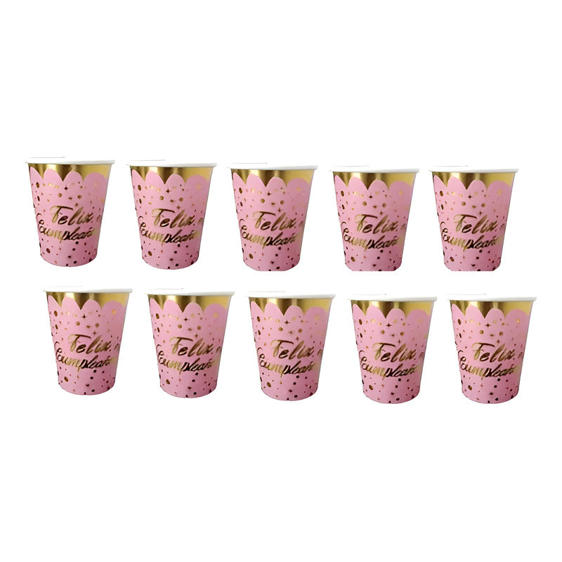 10 Vasos Desechables Cumpleaños Decoracion Feliz Cumpleaños