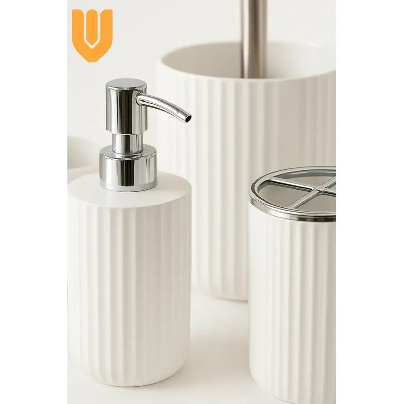 Set 5 Piezas Accesorios Decorativo Baños Juegos Baño Blanco Blanco