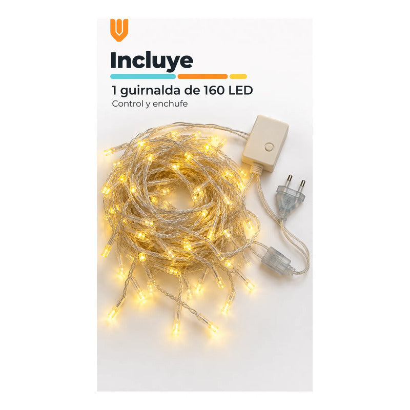 Luces Navideñas 5m 160 Luces Guirnaldas Cálidas Decoración Amarilla Guirnalda Led Cascada Navidad Decoración Cálida 5 Metros... Amarilla Guirnalda Led Cascada Navidad Decoración Cálida 5 Metros...