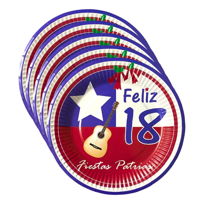 X20 Platos Fiestas Patrias Desechables Decoración Fiestas