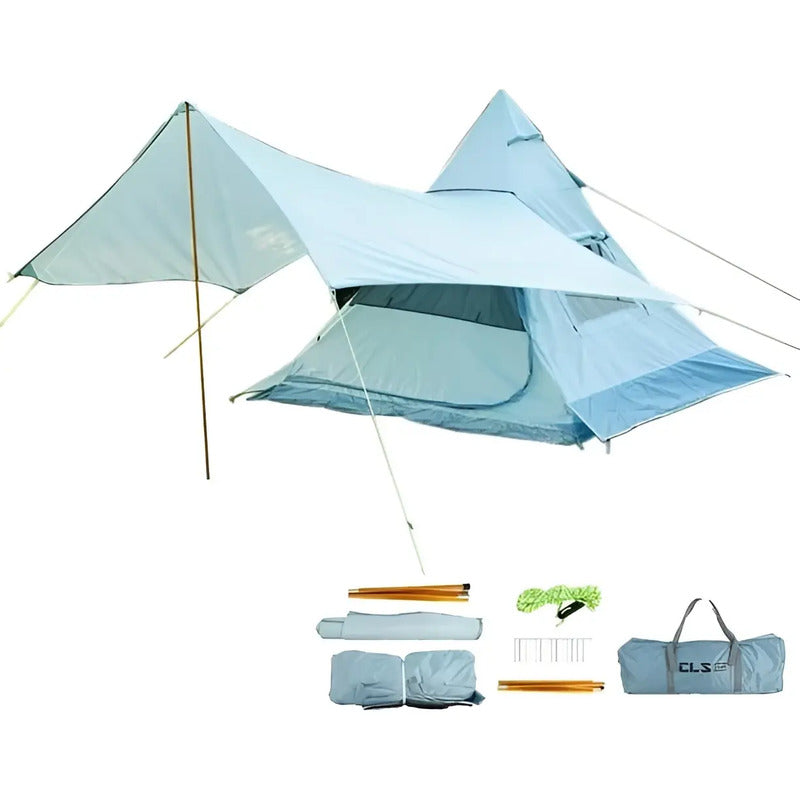 Carpas De Camping Carpa Doble Capa 4 Personas Mosquitero Cam Camping Celeste