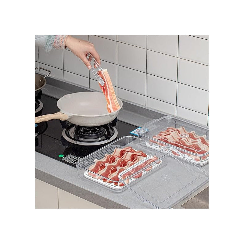 X2 Organizador Refrigerador Acrilico Contenedor Con Tapa