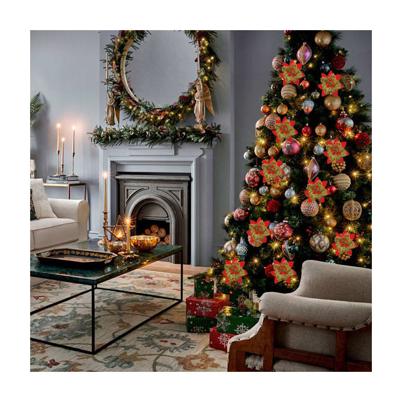 X12 Flores Navideñas Adornos Arbol Navidad Decoración Flores