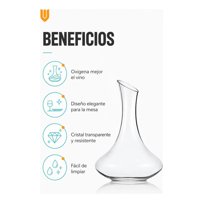 X2 Aireador Para Vinos Decantador De Vino Aireador 1500ml Transparente - Pequeño