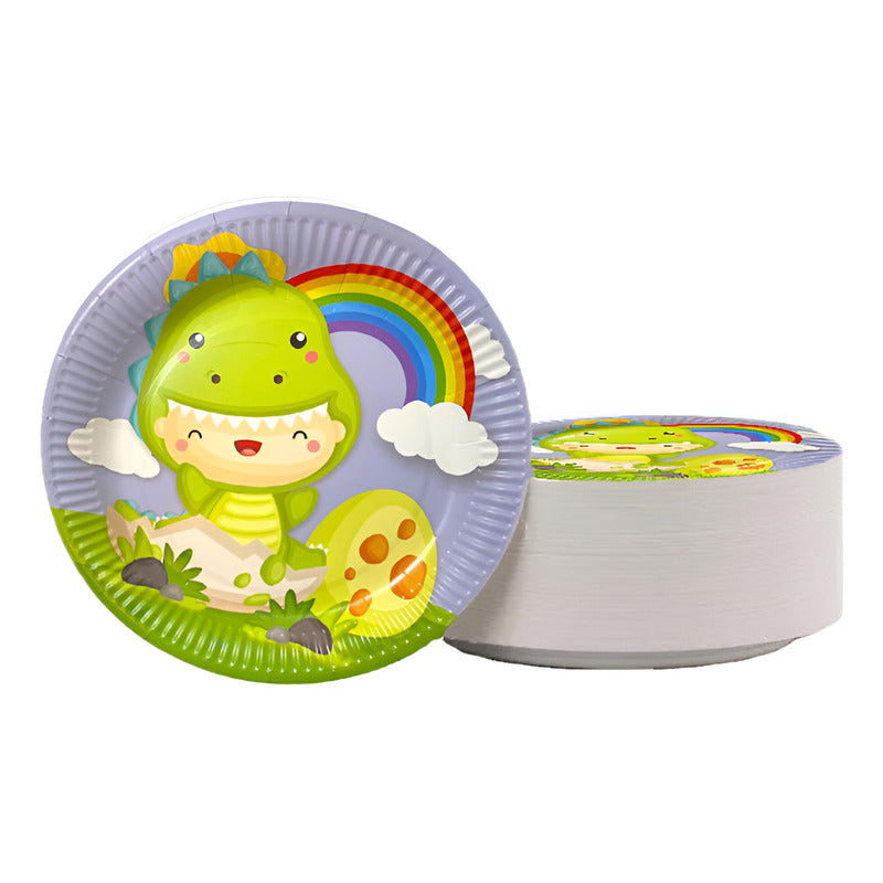 10 Platos Desechables Dinosaurio Platos Cumpleaños Dinosauri