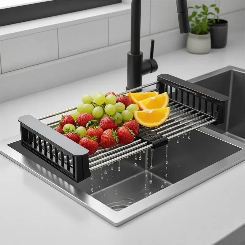 Secaplatos Escurridor Acero Resistente Antioxidable Premium Negro Acero Inoxidable Antioxidante Acabado Premium Resistente Humedad Cocina Fregadero Diseño Moderno Alta Durabilidad