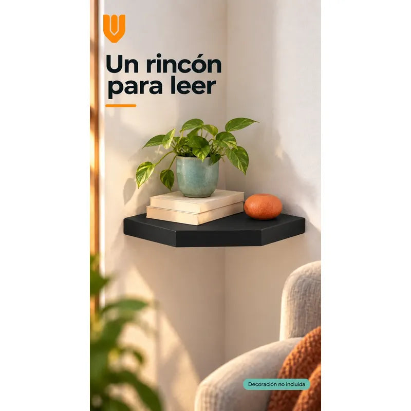 2 Repisas Esquineras Flotantes Negro Mdf 30x30cm Hogar Sala Negro Repisa Esquinera Flotante Estante Mdf Marrón Decoración Rincón Pared Hogar Plantas Adornos Fotografías Living