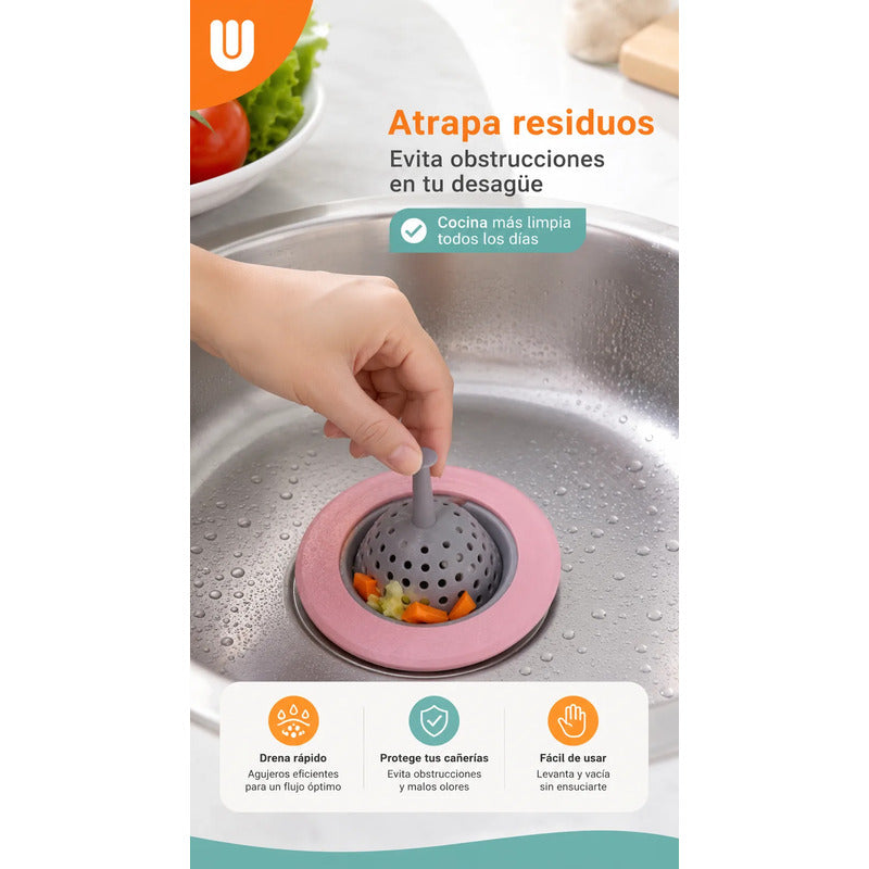 Filtro Bacha Pileta Rejilla Silicona Tapon Universal Cocina Multicolor Pequeño