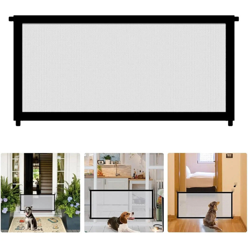 Pack X4 Puerta De Seguridad Plegable Magica Malla Mascotas Negro Y Malla Transparente/blanca