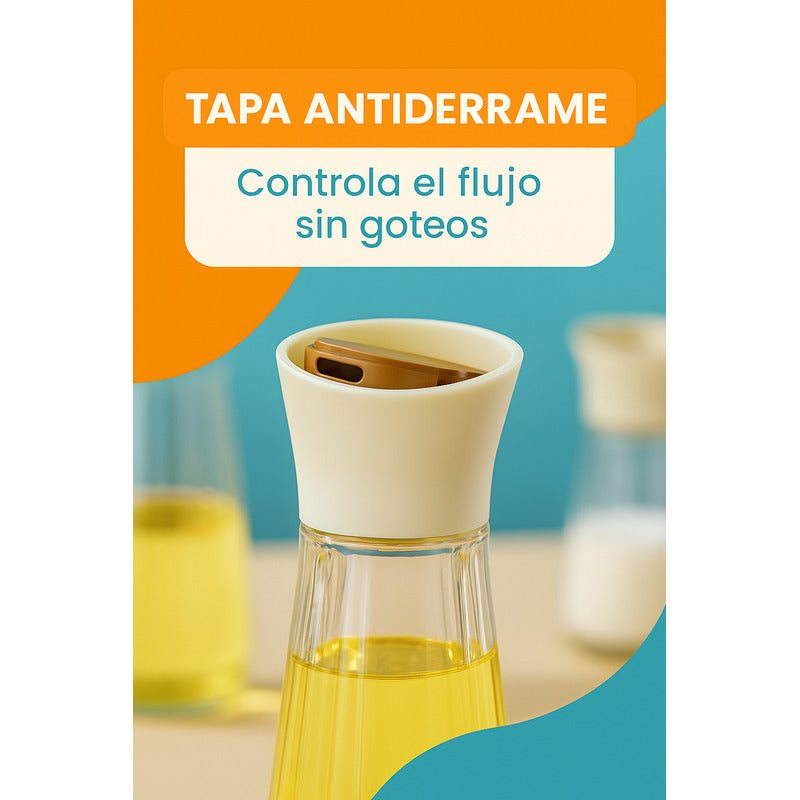Set Frascos Vidrio Aceite Vinagre Sal Pimienta Cocina