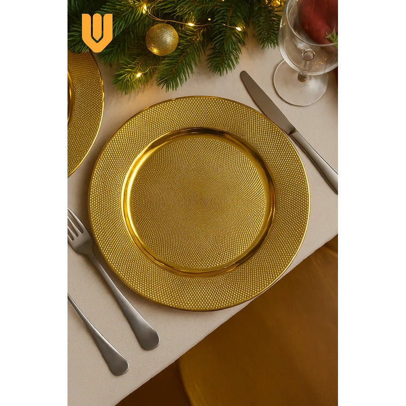 Plato Base Dorado Vajilla Navidad Juego De Plato Dorado 33cm
