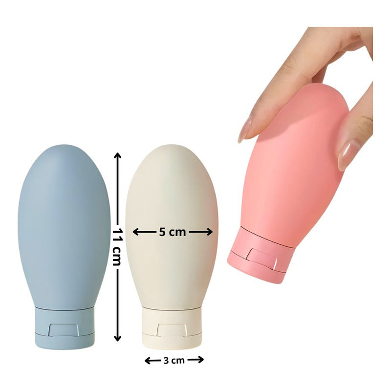 Pack 3 Botellas De Viaje De Silicona Dispensador Viaje 60ml